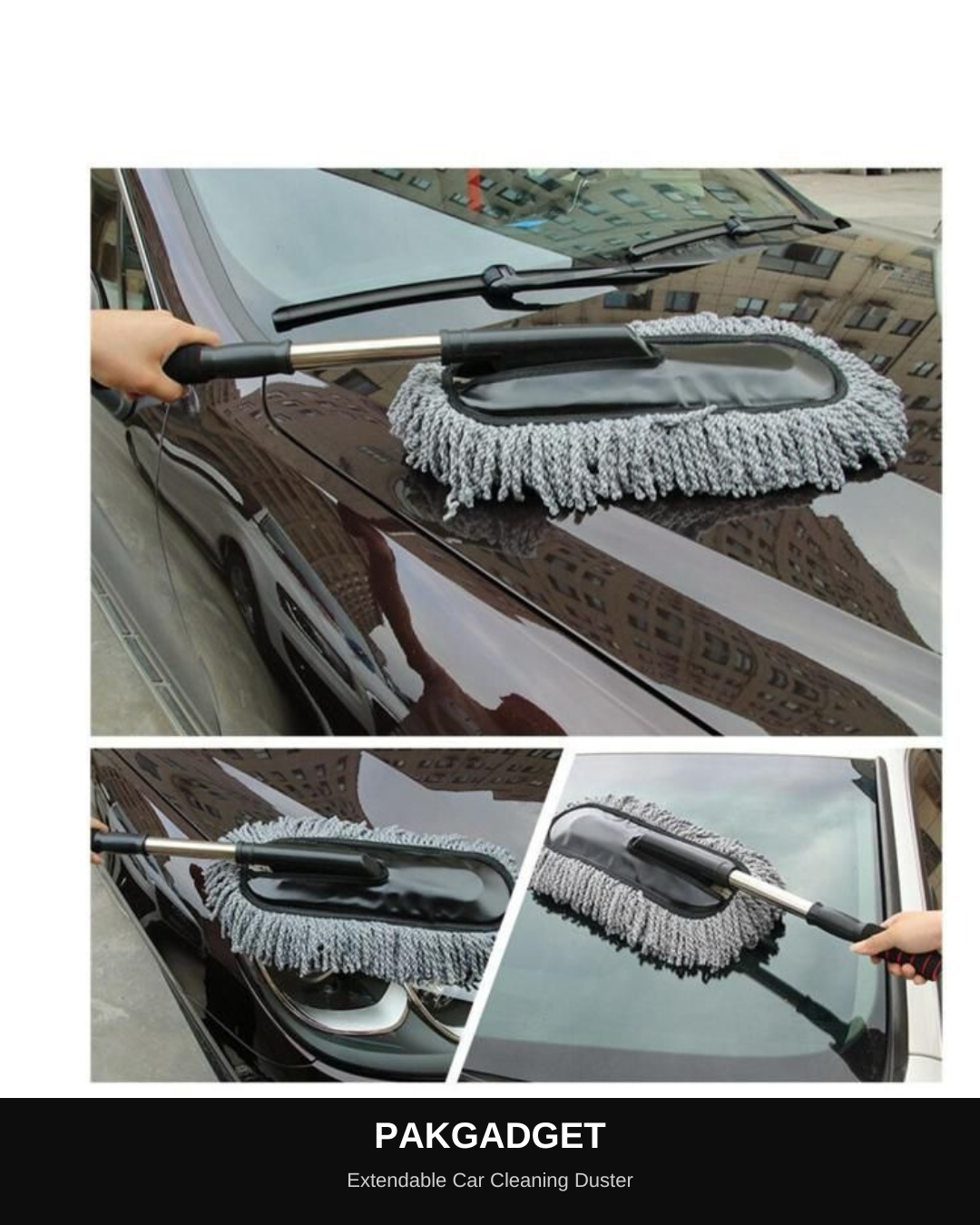PakGadget Extendable Car Cleaning Duster in use