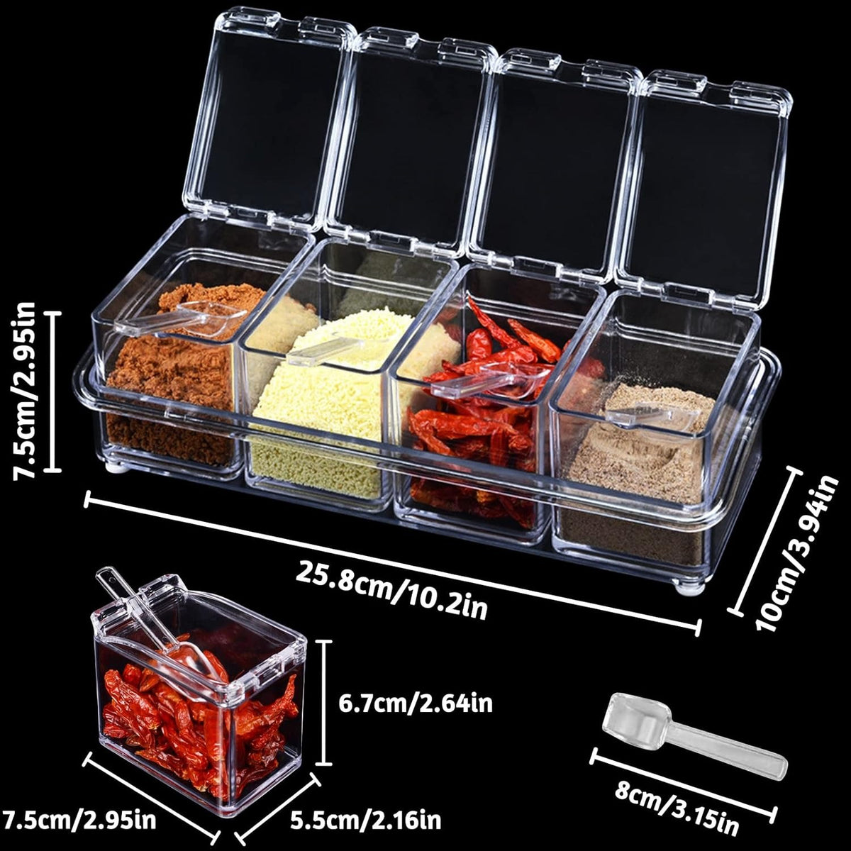 4-Compartment Seasoning Box