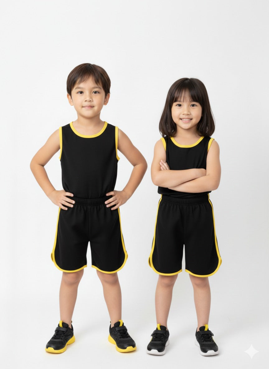 2 PCs Set Kids Cool Summer Sando Outfit – Lightweight Sleeveless Casual Wear for Boys & Girls, Soft Breathable Fabric (Large)