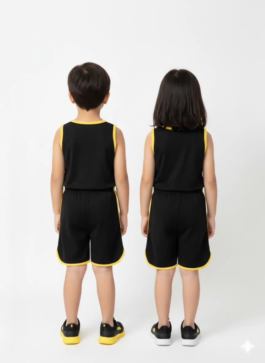 2 PCs Set Kids Cool Summer Sando Outfit – Lightweight Sleeveless Casual Wear for Boys & Girls, Soft Breathable Fabric (Large)