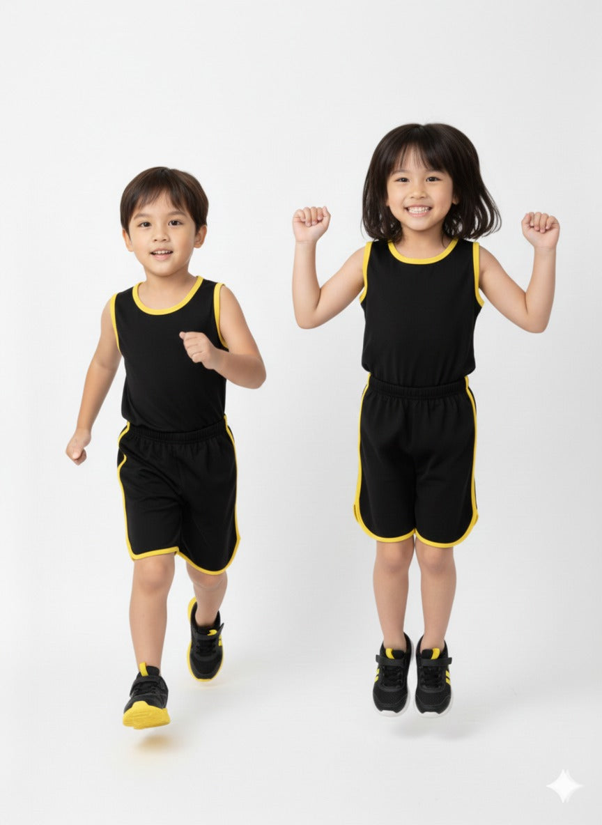 2 PCs Set Kids Cool Summer Sando Outfit – Lightweight Sleeveless Casual Wear for Boys & Girls, Soft Breathable Fabric (Large)