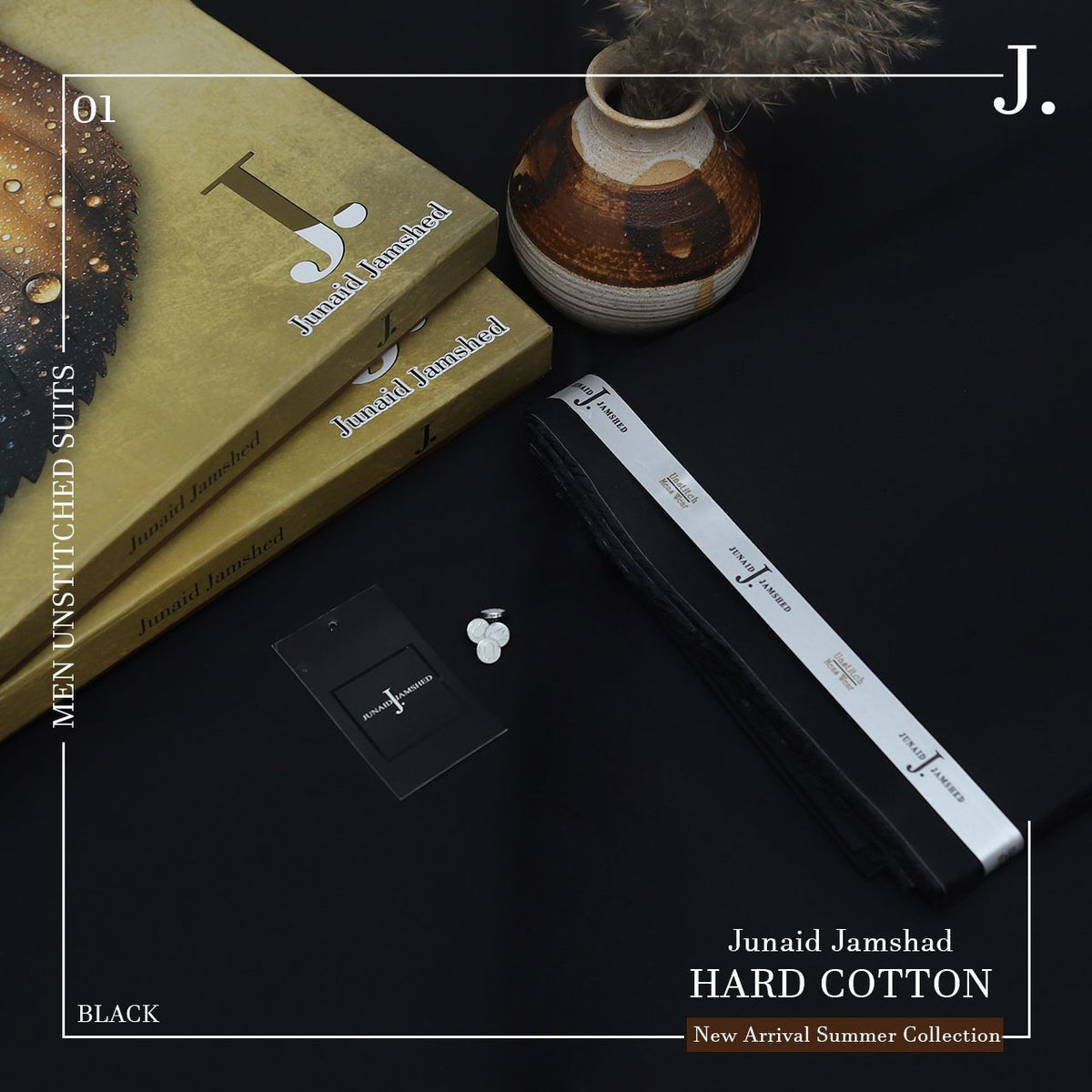 Junaid Jamshed Hard Cotton – Men's Unstitched Suit (4.5m)