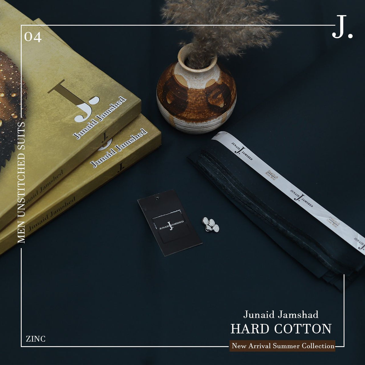 Junaid Jamshed Hard Cotton – Men's Unstitched Suit (4.5m)
